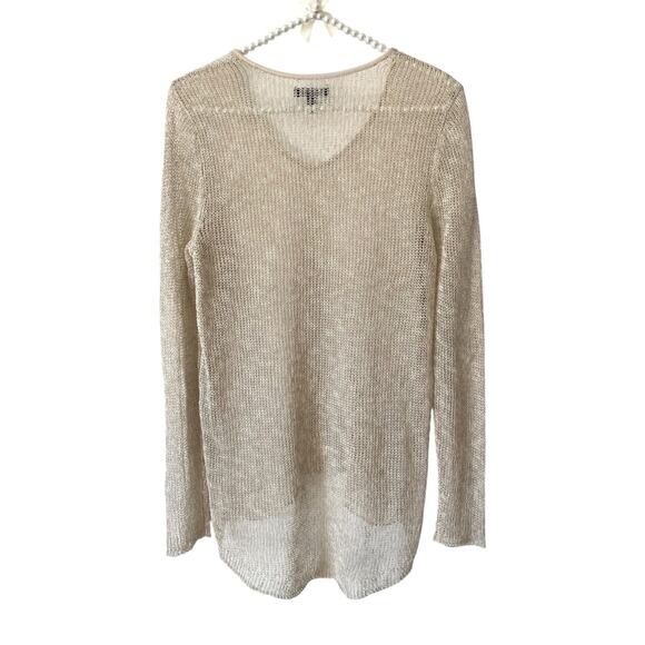Eileen Fisher Linen Beige Tan V-Neck Knit Long Sleeve Sweater size XS - Picture 1 of 7